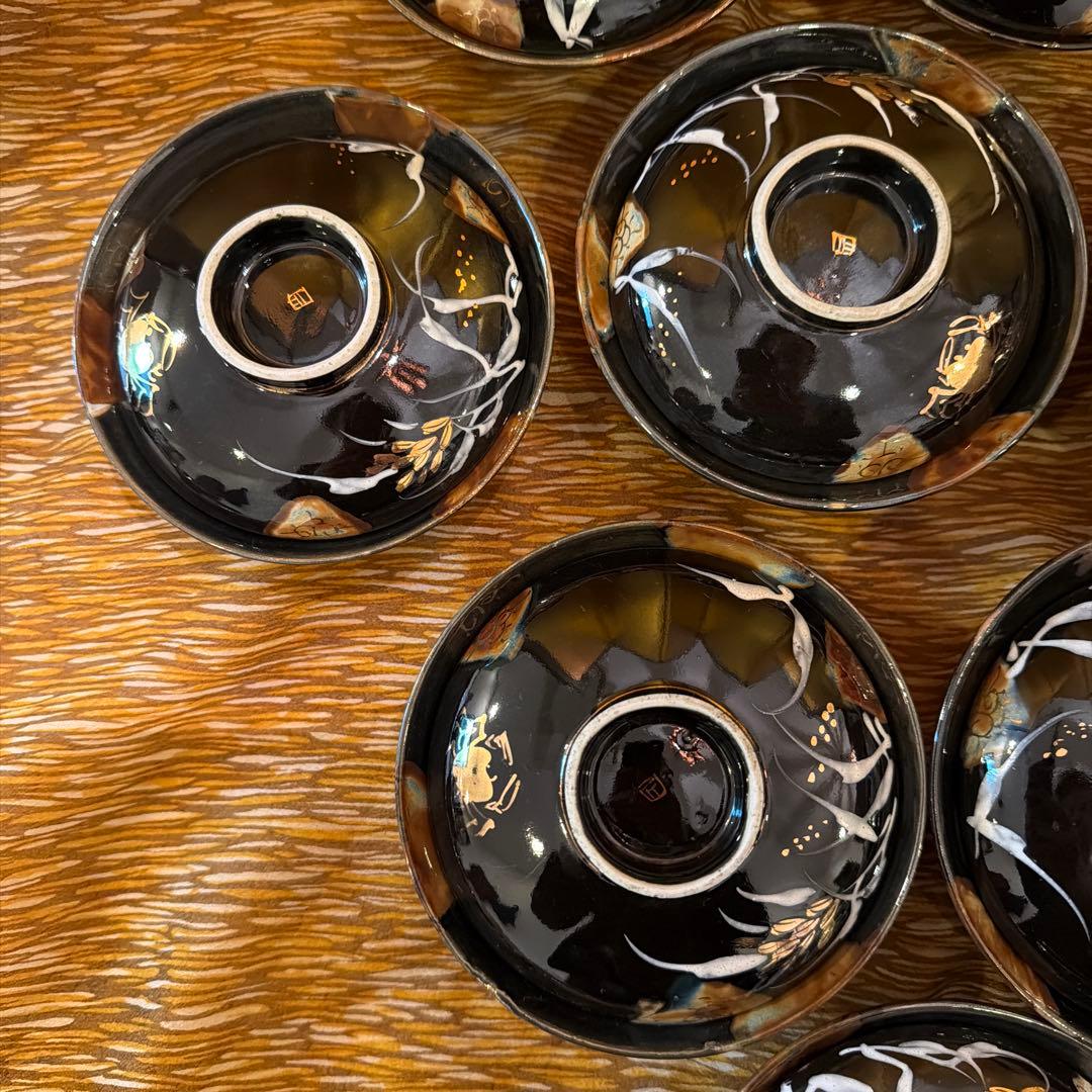 価格大幅改定！黒釉 蓋茶碗 14客揃 共箱 在銘 茶道具 懐石