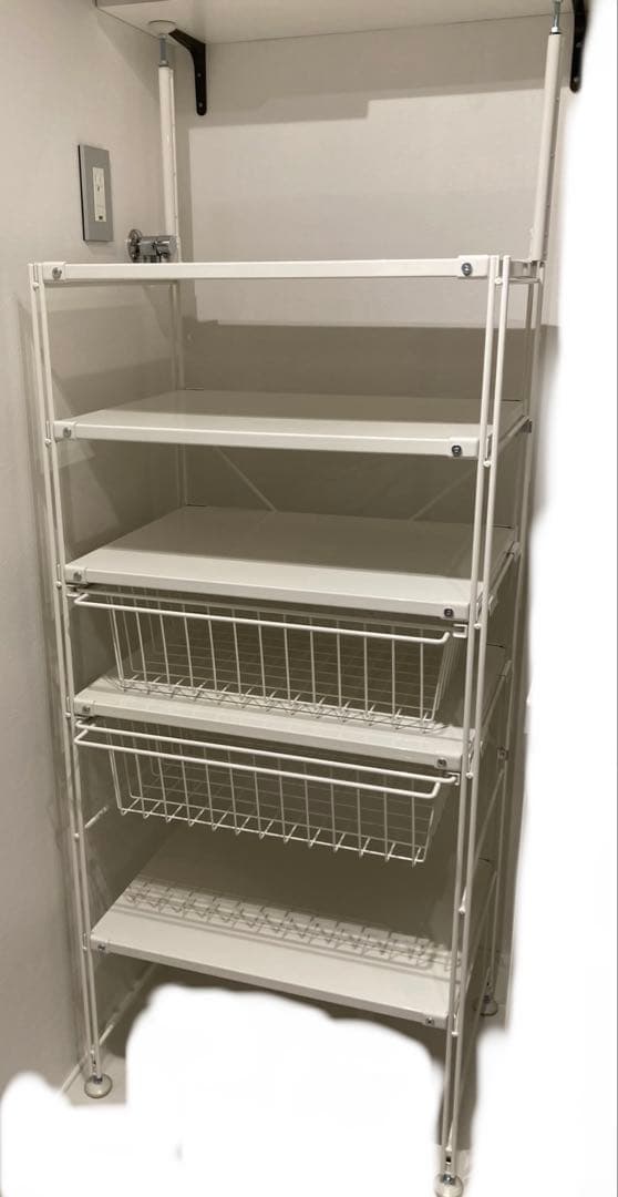 〔値下げ可〕無印良品　ホワイト 4段スチールラック バスケット付き