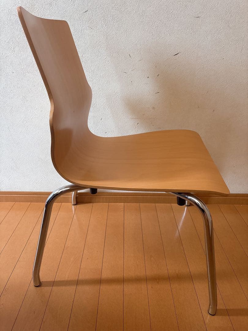 IKEA contract stackingchairplywoodchrome - メルカリ
