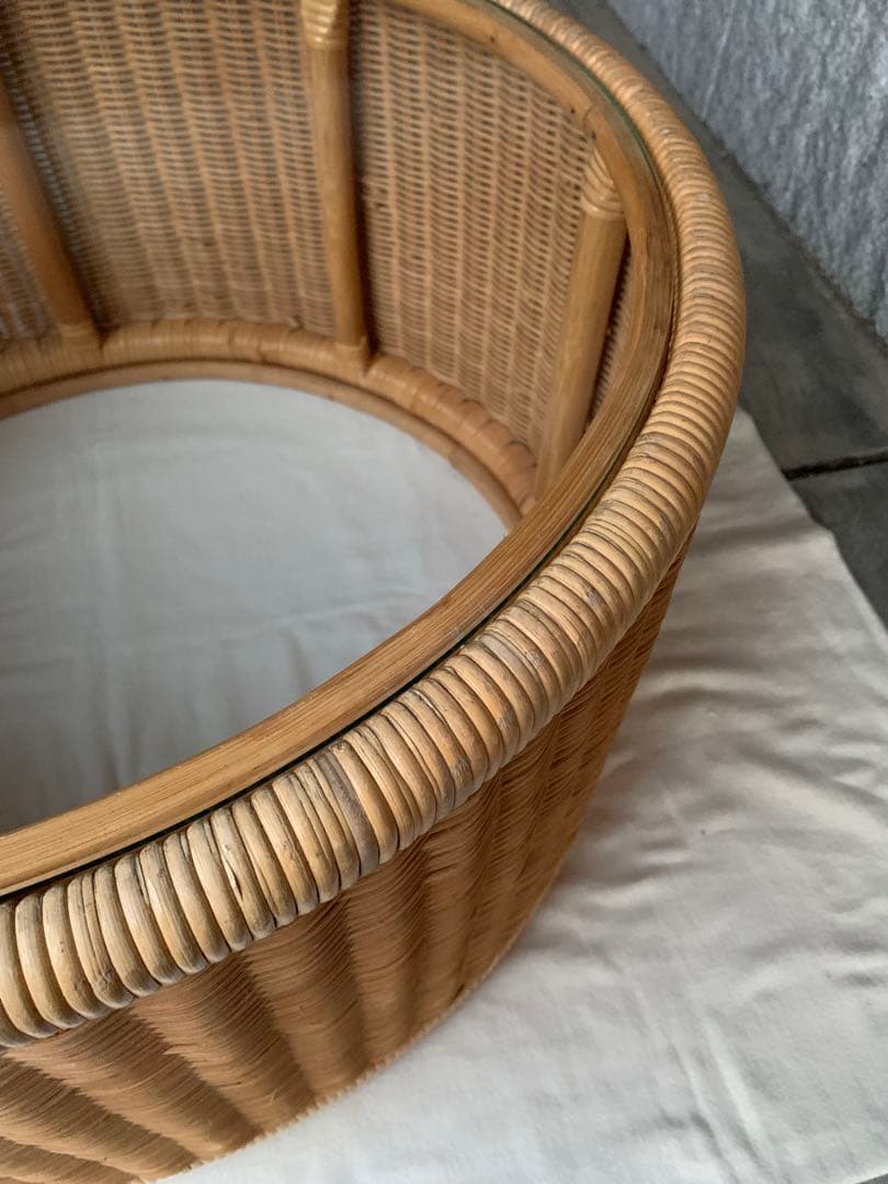 超希少 山川ラタン T-2090 剣持勇デザイン テーブル ジャパニーズモダン