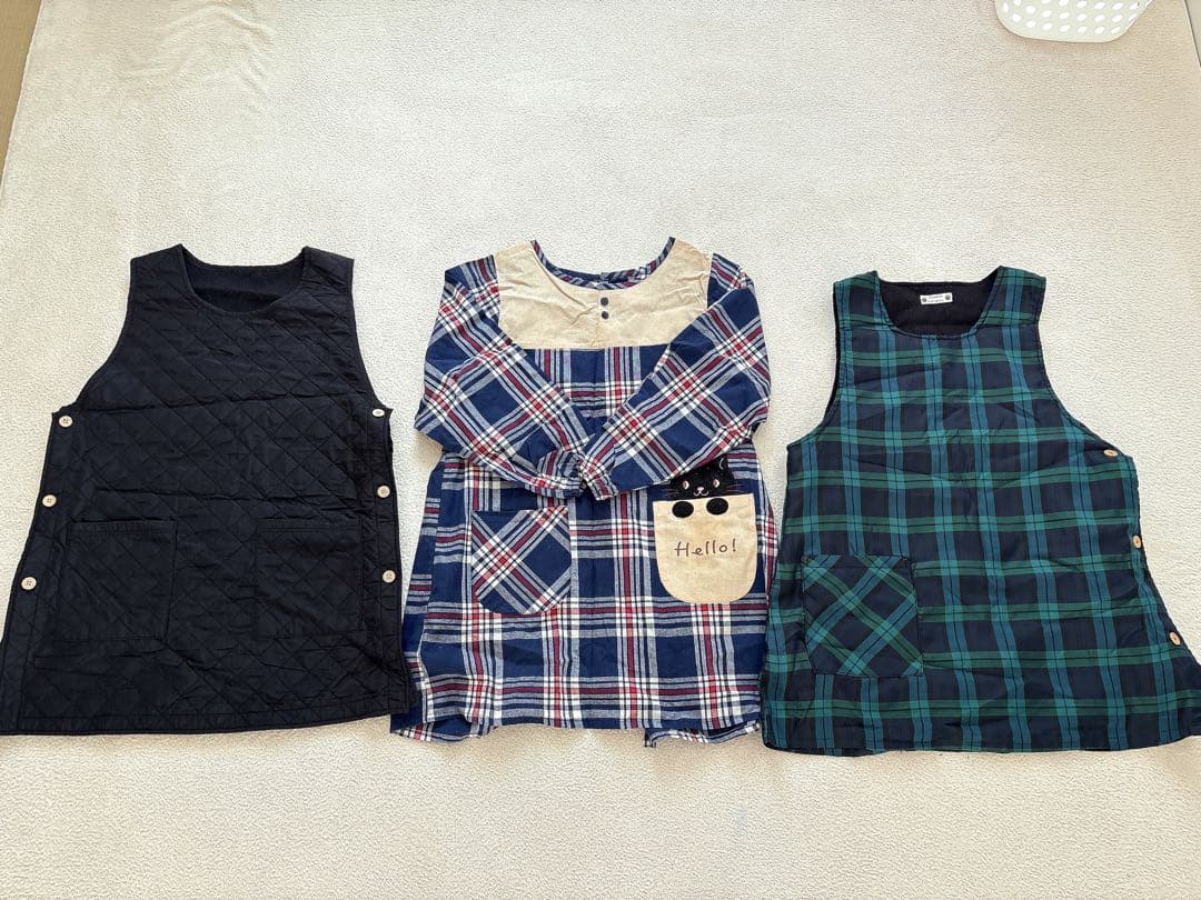 【送料無料】割烹着 エプロン 裏起毛 5着セット