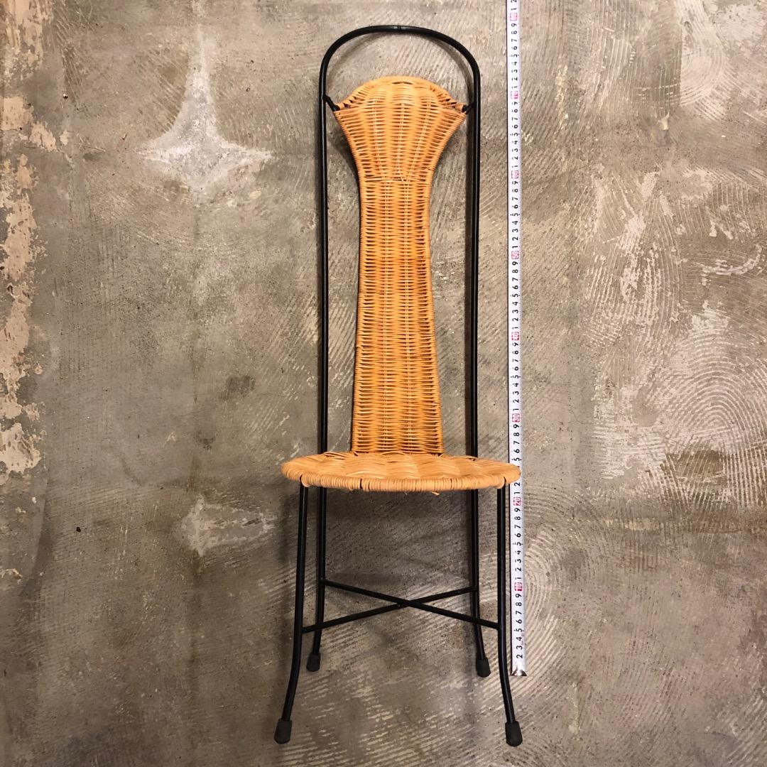 アイアン × ラタン　藤細工　 ハイバックチェア　スツール　アイアン家具　椅子