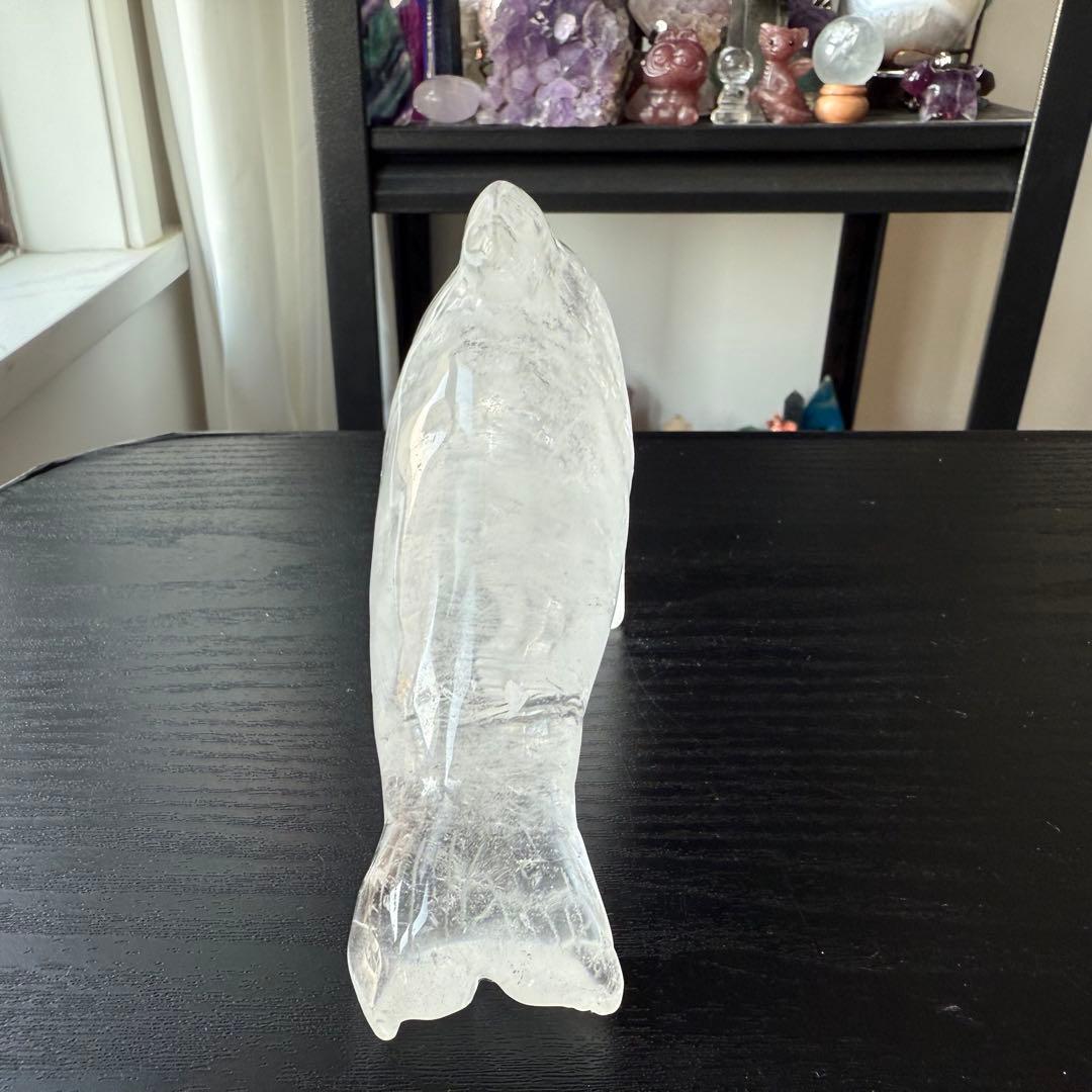 天然石水晶のイルカ　置物　彫物NO.120405