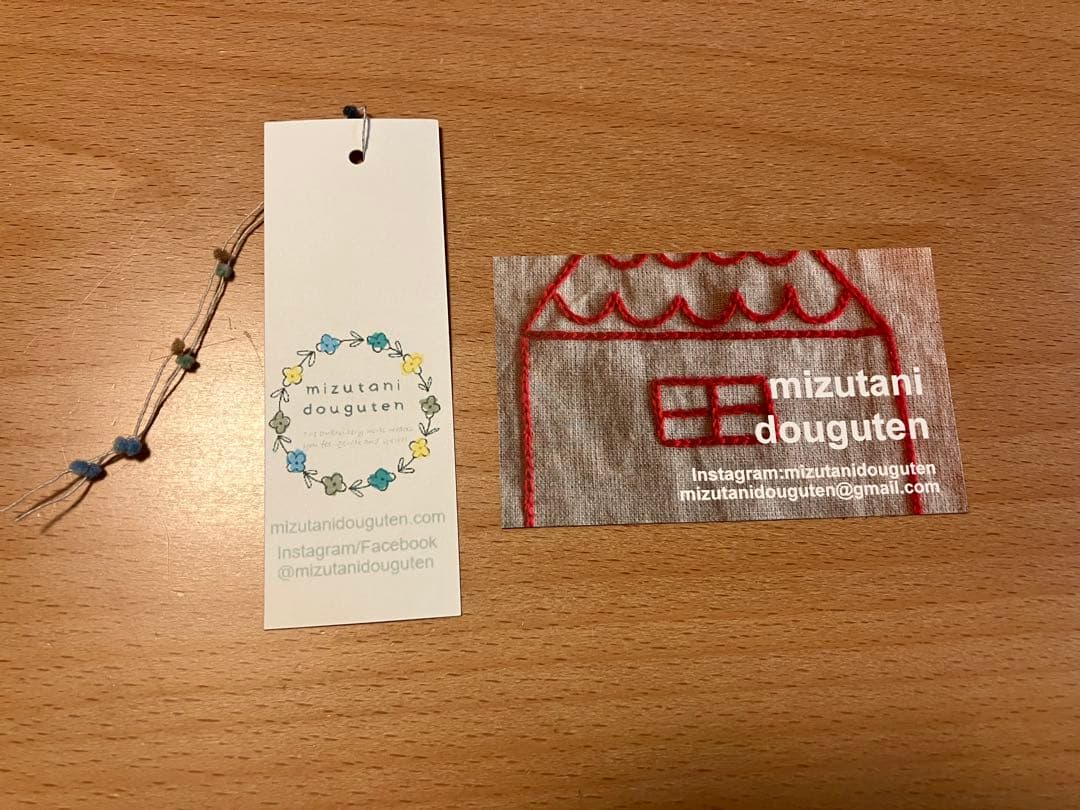 美品】mizutani douguten リネン巾着袋 花刺繍