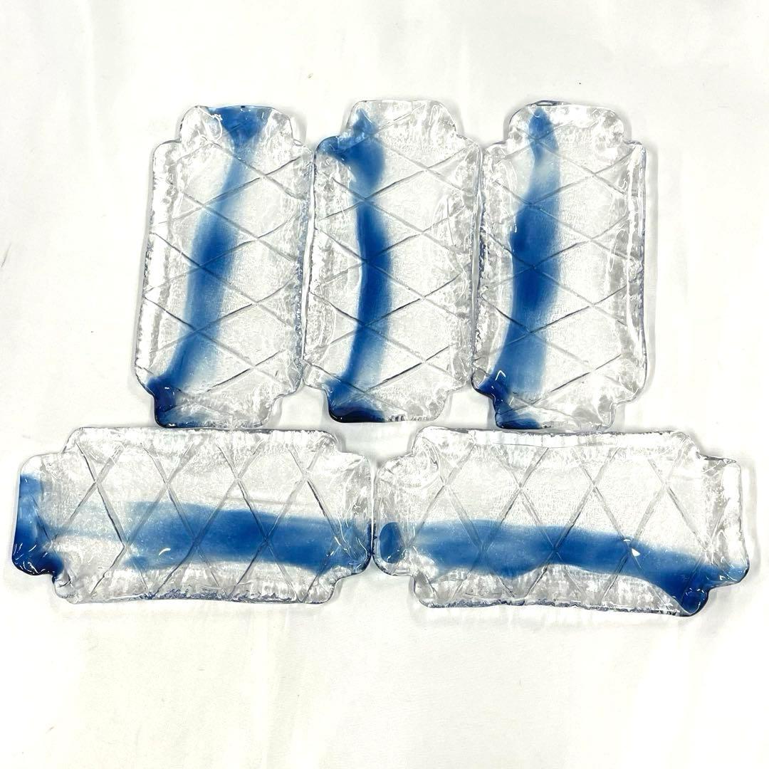 TH-M0693 河上恭一郎 藍彩長手皿 5枚セット ブルー 小皿 長皿 - メルカリ