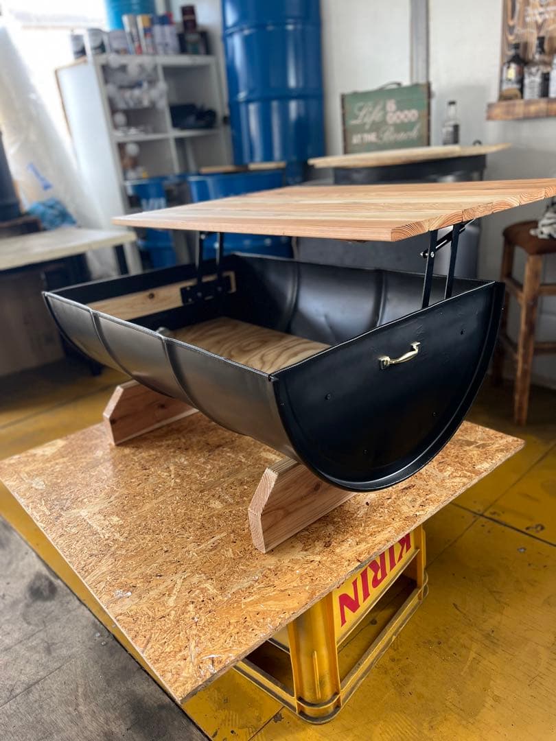 ご依頼例 ドラム缶 リメイクガラステーブルアメリカンテーブル