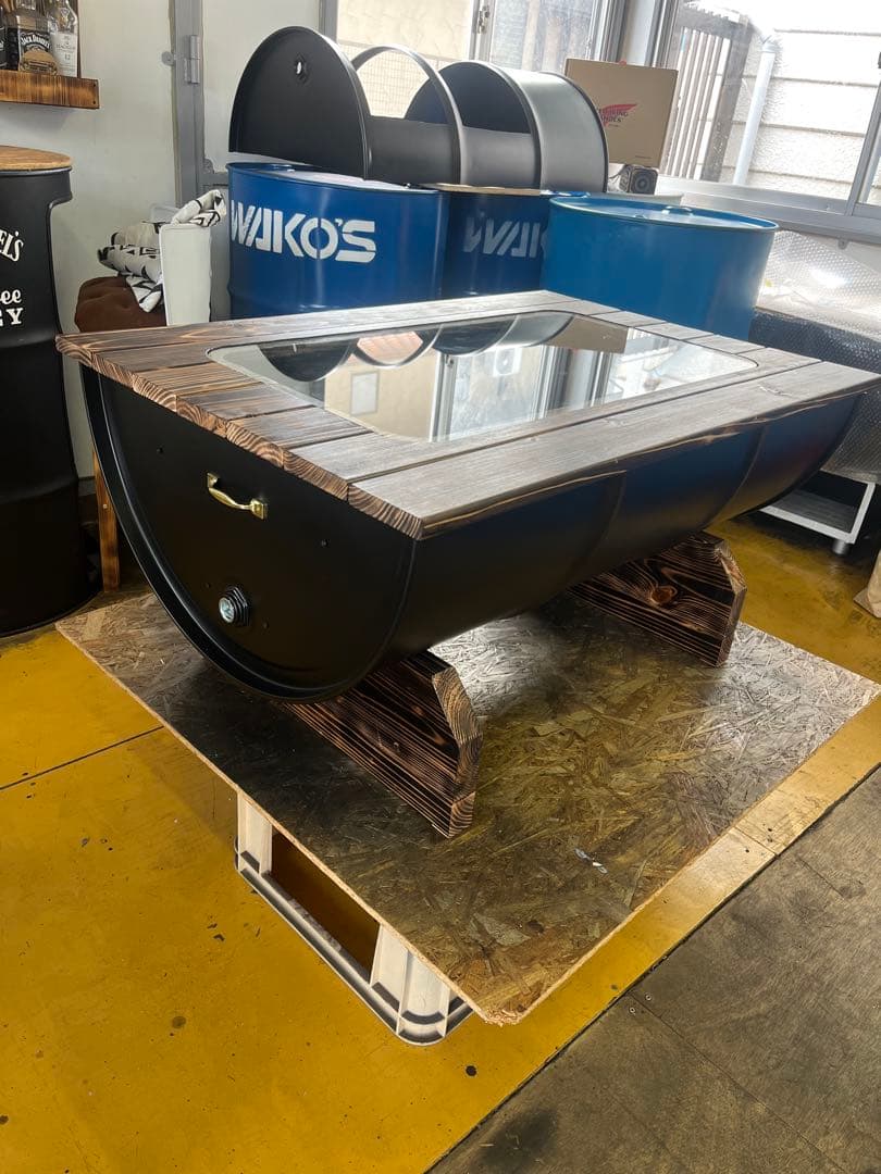 ご依頼例 ドラム缶 リメイクガラステーブルアメリカンテーブル