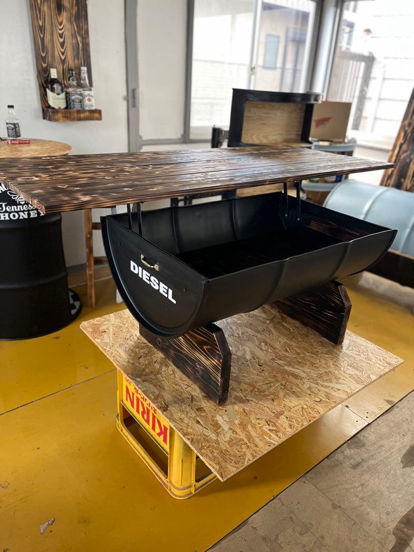 ご依頼例 ドラム缶 リメイクガラステーブルアメリカンテーブル