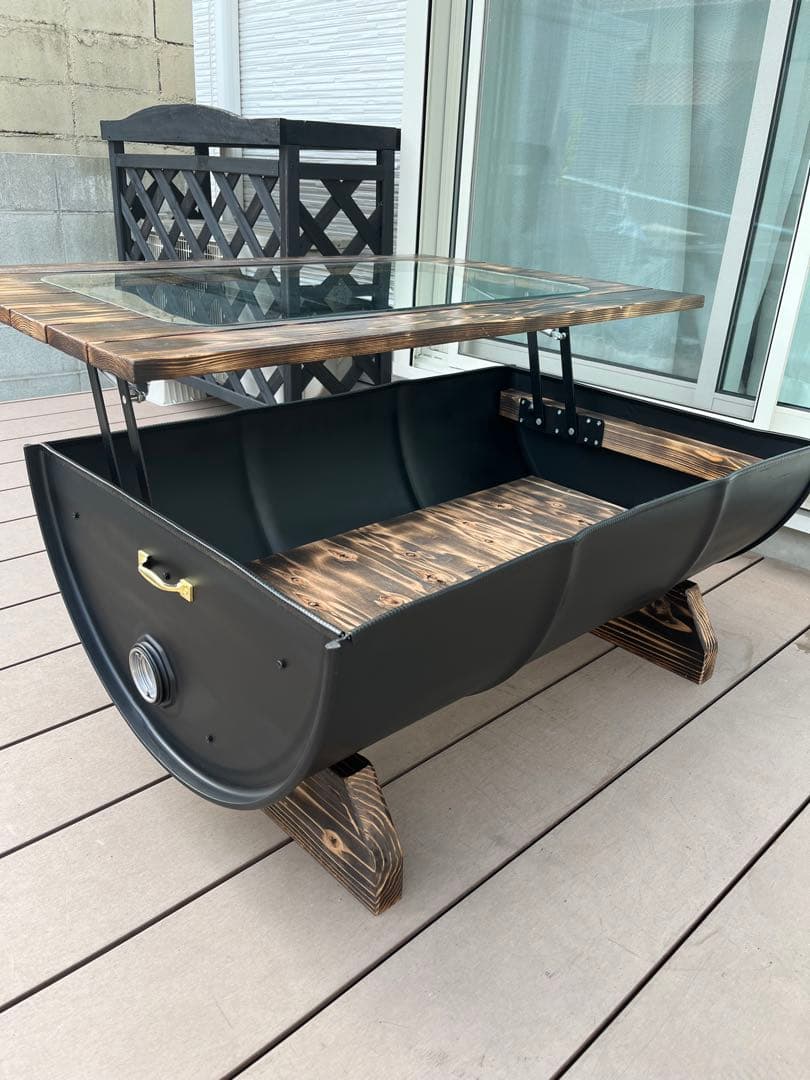ご依頼例 ドラム缶 リメイクガラステーブルアメリカンテーブル