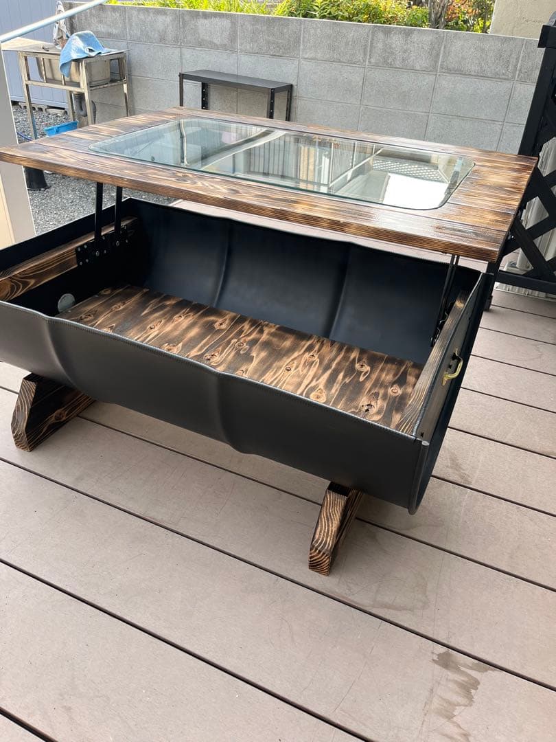 ご依頼例 ドラム缶 リメイクガラステーブルアメリカンテーブル