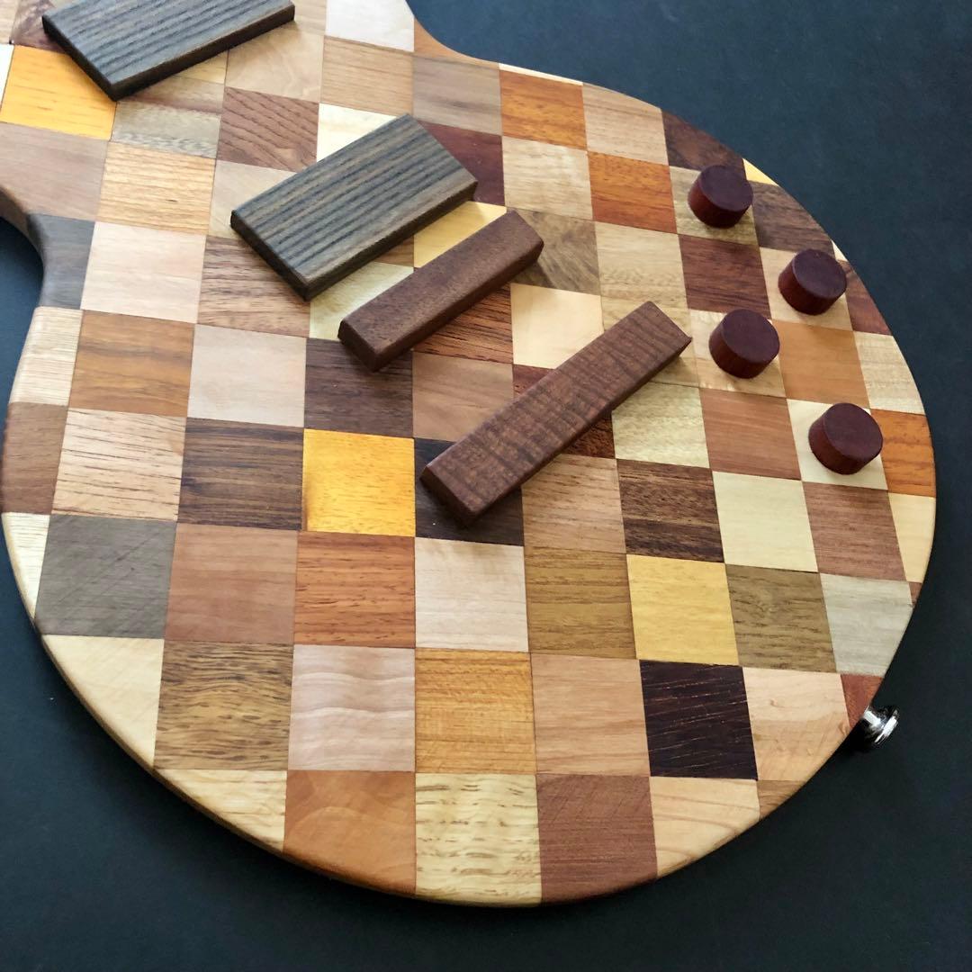 寄せ木アート エレキギター ハンドメイド インテリア 銘木寄せ木