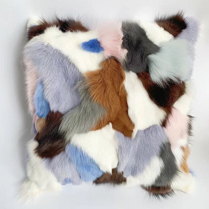 高級本毛皮クッションカバーカラフル