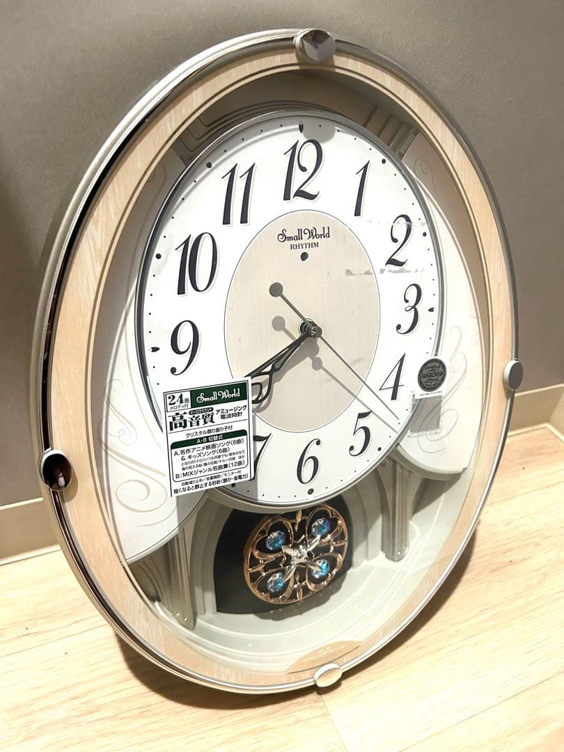 リズム 掛け時計からくり スモールワールド メロディ からくり24曲スワロフキー