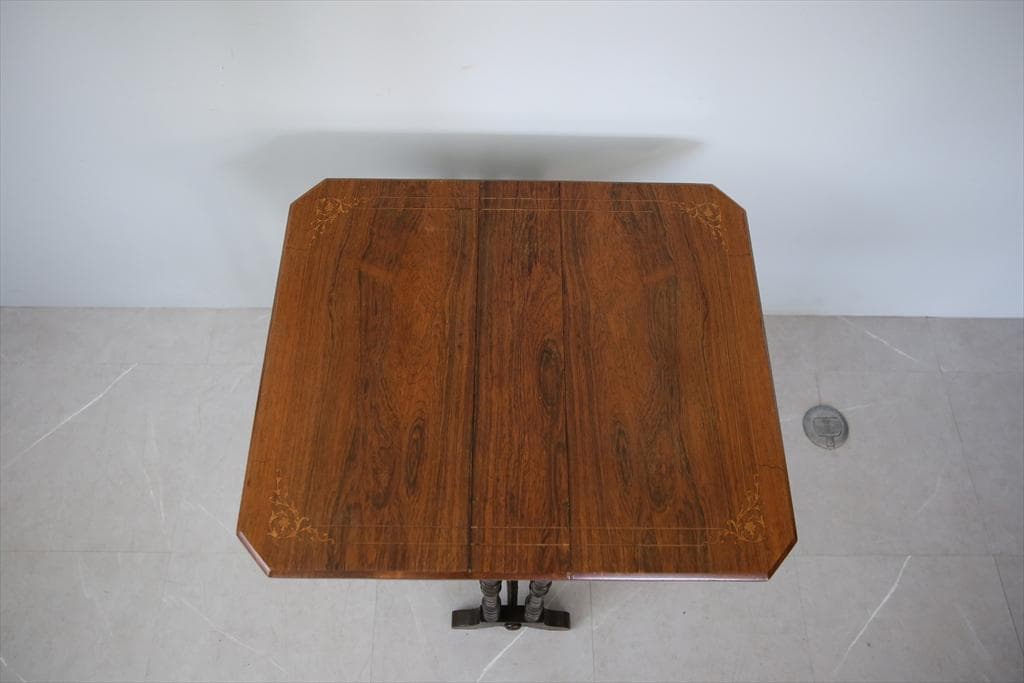 英国アンティーク木製ゲートレッグテーブル/ダイニング机/バタフライ(89-226