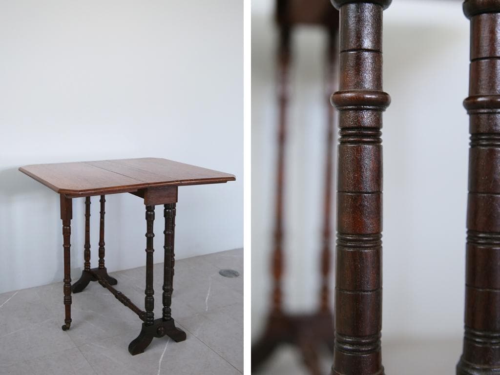 英国アンティーク木製ゲートレッグテーブル/ダイニング机/バタフライ(89-226