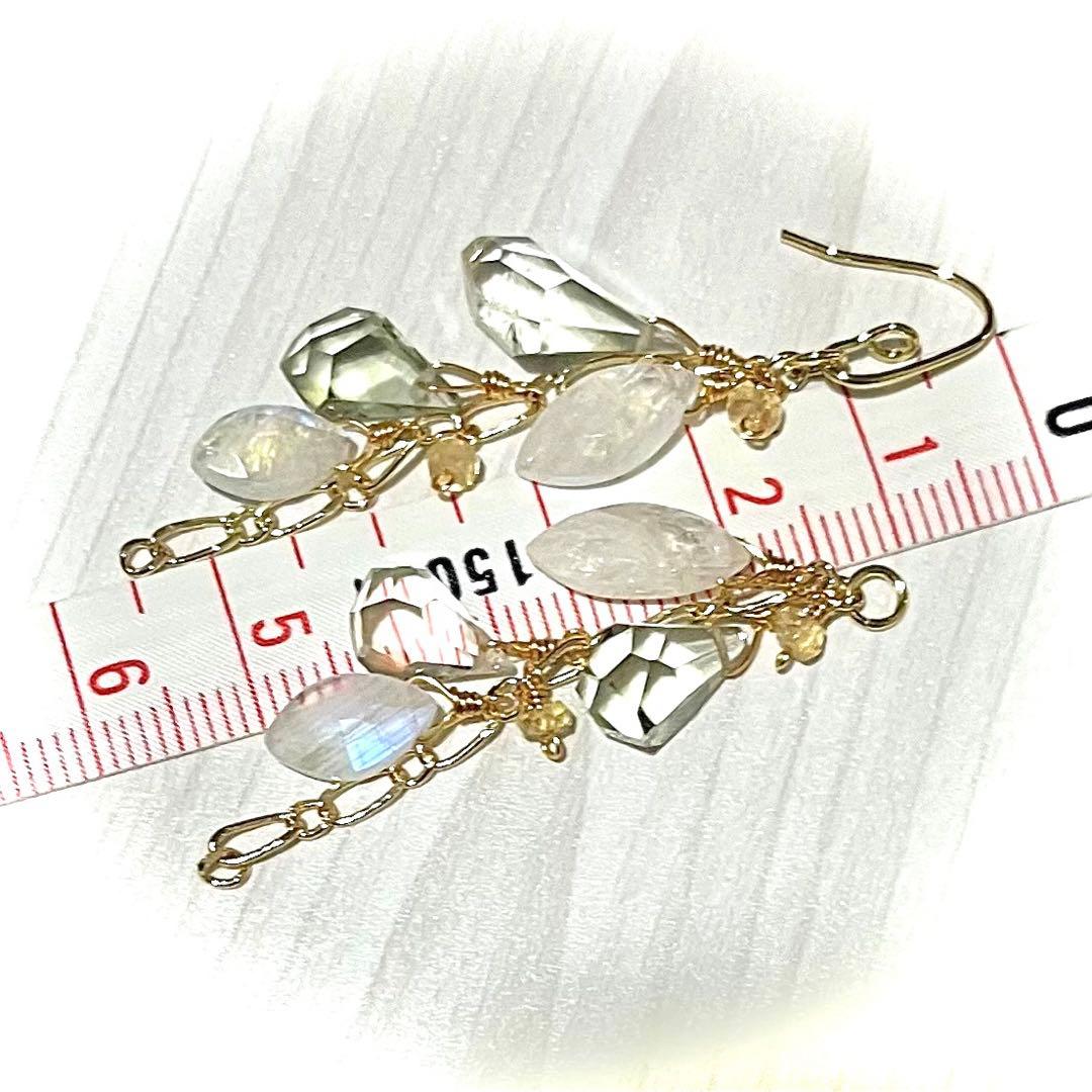 14kgf グリーンアメジストxムーンストーン∗*゜しゃらチャーム