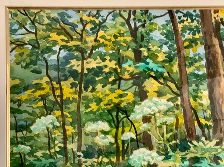 繁野三郎の8号肉筆水彩画「円山」(1979年作)【真作・新額装・美品】