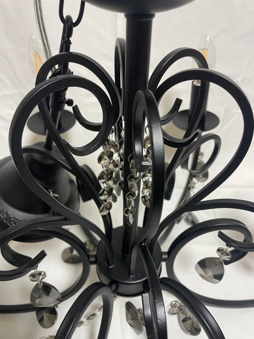 6灯 シャンデリア ルイーズ MU-RA系 ブラック カフェ 美容院 LED対応