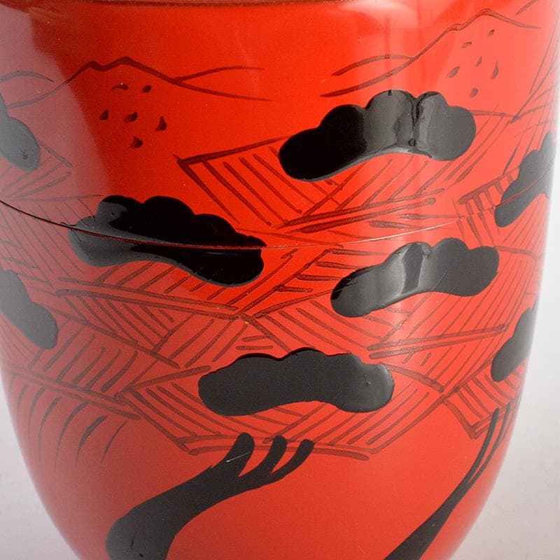 茶道具　塗師　龍斎作　朱塗　玄々斎好　曙棗　共箱　V　6214