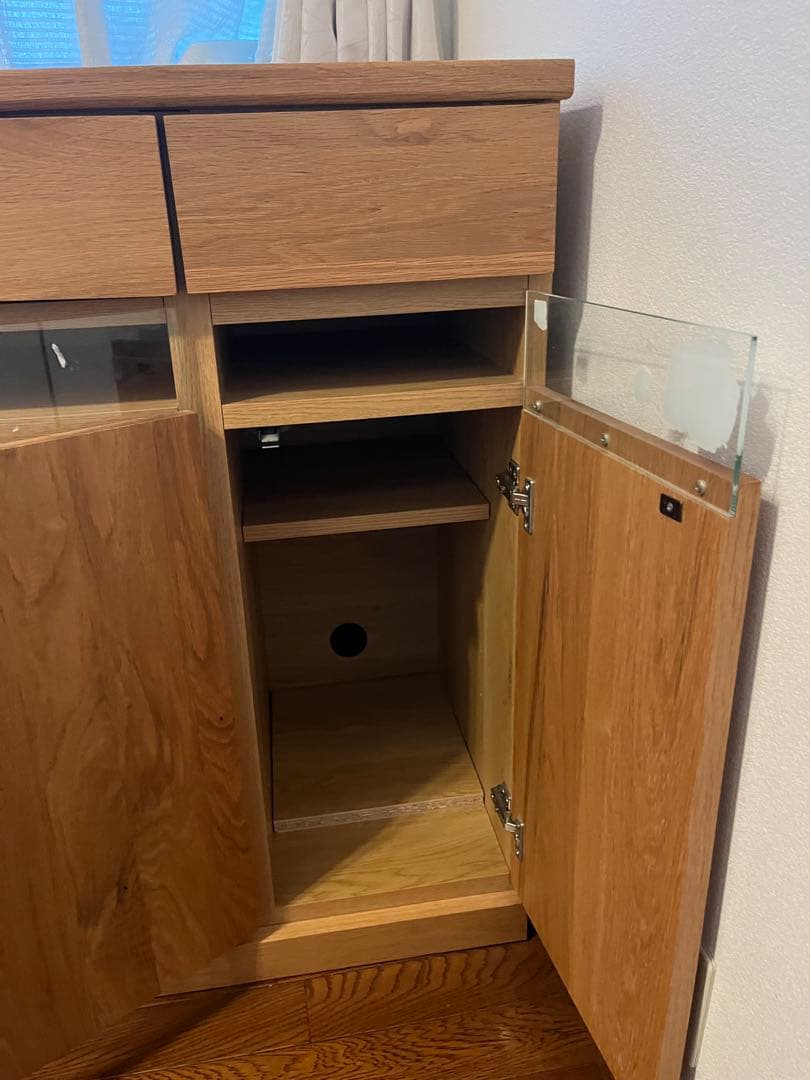 美品ナチュラルウッド パソコンデスク 幅90cm 天板折り畳み収納