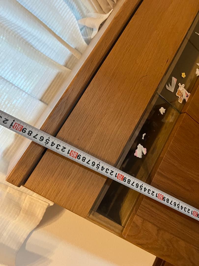 美品ナチュラルウッド パソコンデスク 幅90cm 天板折り畳み収納