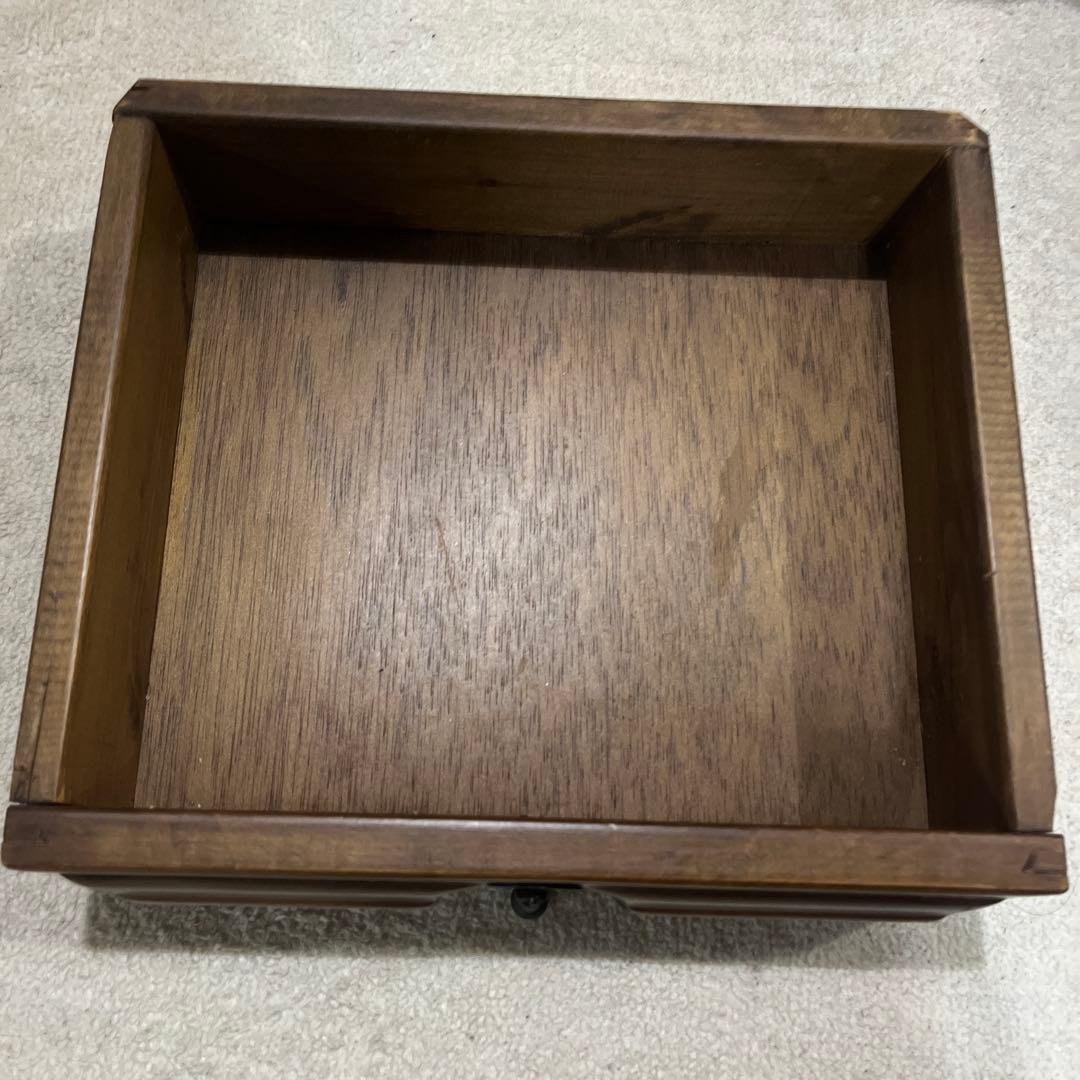 【ビンテージ】ダークブラウン 木製 サイドテーブル 2段 引き出し アイアン