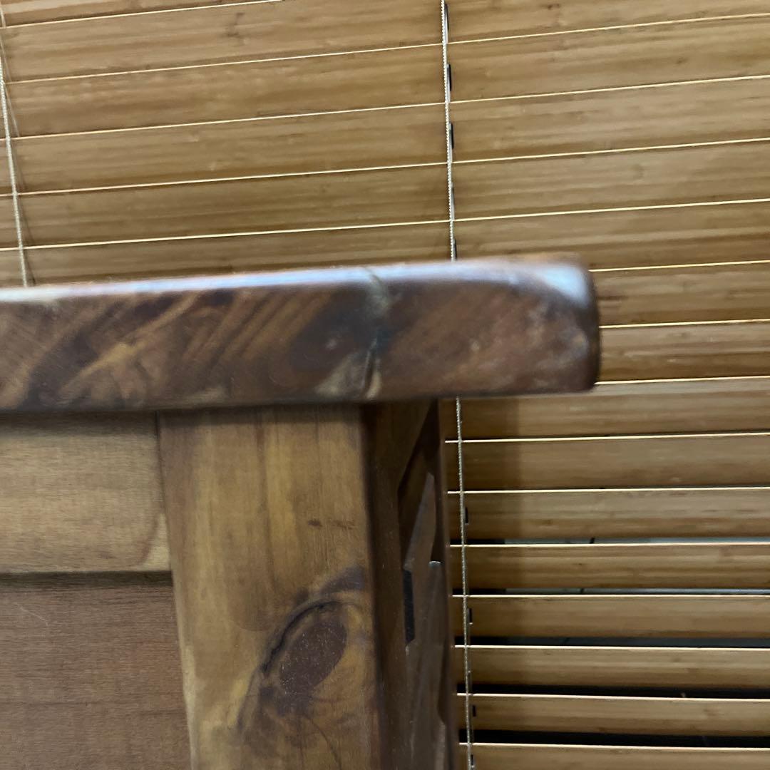 【ビンテージ】ダークブラウン 木製 サイドテーブル 2段 引き出し アイアン