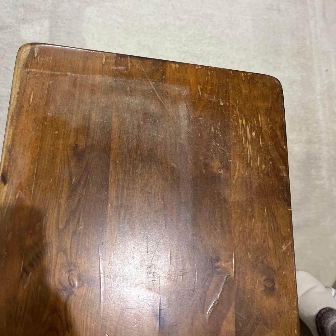 【ビンテージ】ダークブラウン 木製 サイドテーブル 2段 引き出し アイアン