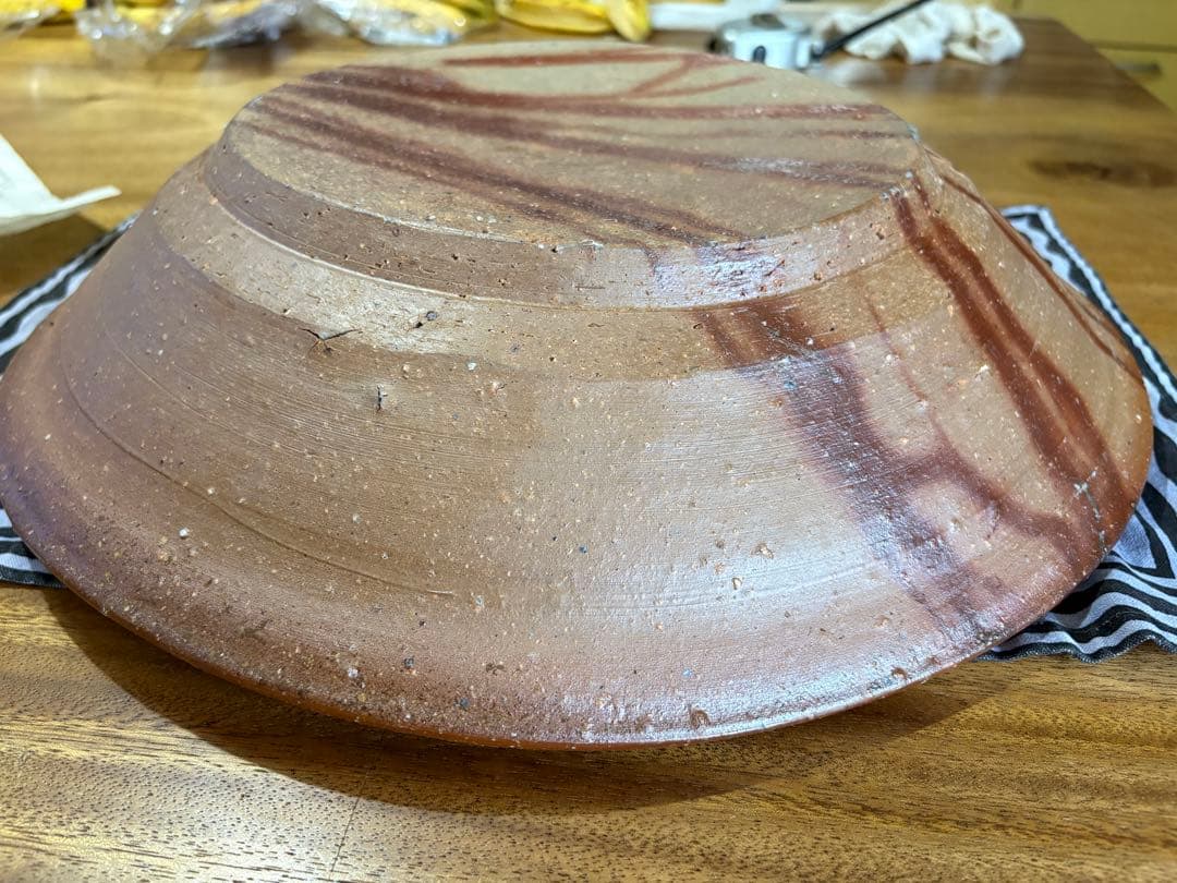 2月12日まで発送不可 備前焼　金重陶陽 陶器皿 約38cm 茶色大皿