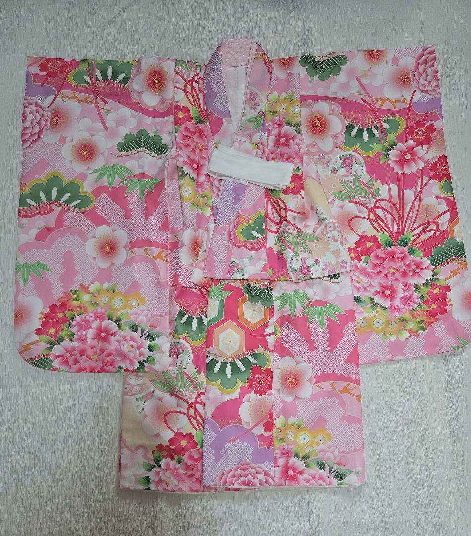 3歳☆式部浪漫 七五三 着物被布セット くす玉ピンク