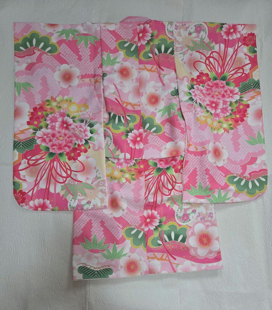 3歳☆式部浪漫 七五三 着物被布セット くす玉ピンク