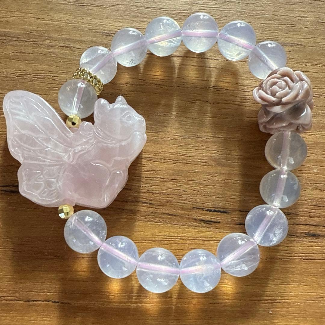 可愛い❢スコロライトとローズクォーツ猫ちゃんブレス❥