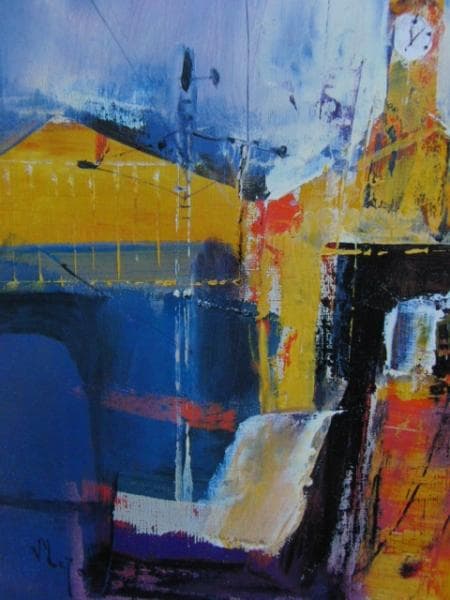 島田 章三、パリの駅、希少大判画集より、高級額装付