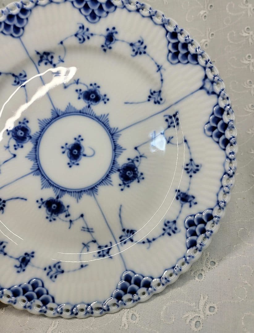 未使用✨ロイヤルコペンハーゲン ブルーフルテッド フルレース 皿 プレート①