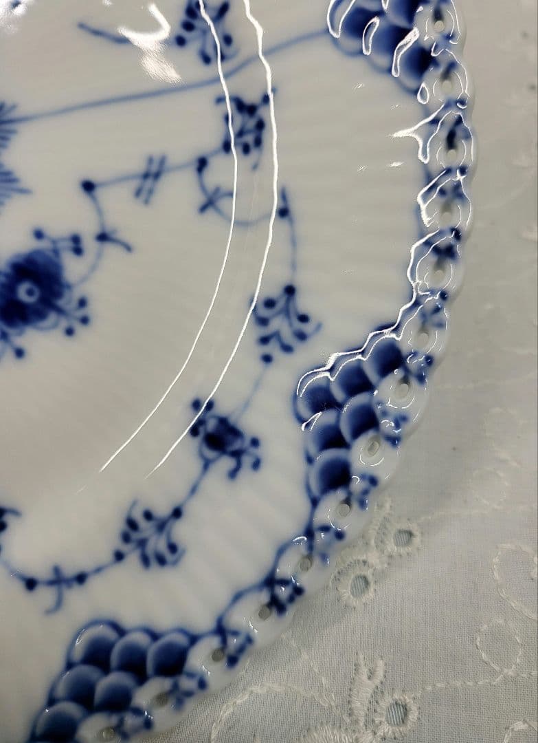 未使用✨ロイヤルコペンハーゲン ブルーフルテッド フルレース 皿 プレート①