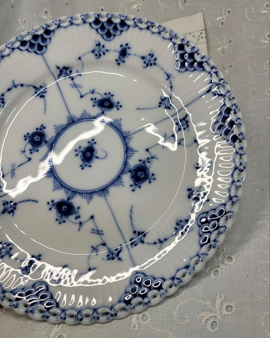 未使用✨ロイヤルコペンハーゲン ブルーフルテッド フルレース 皿 プレート①
