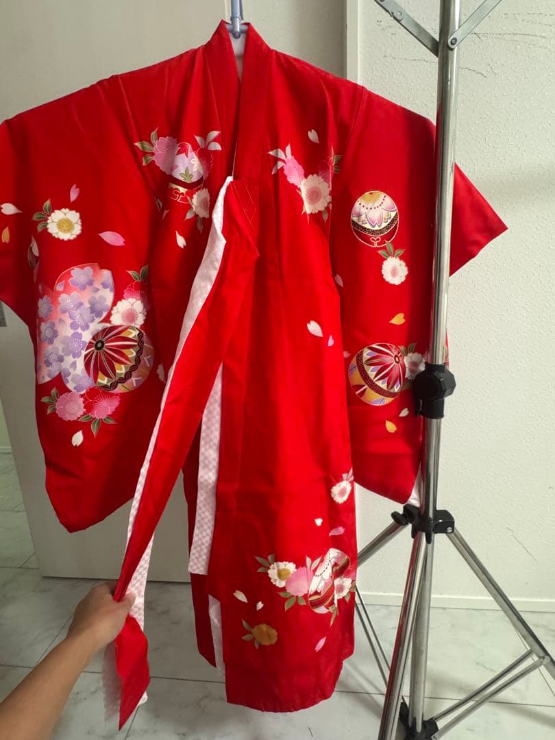 美品七五三着物、作り帯、草履、３歳用