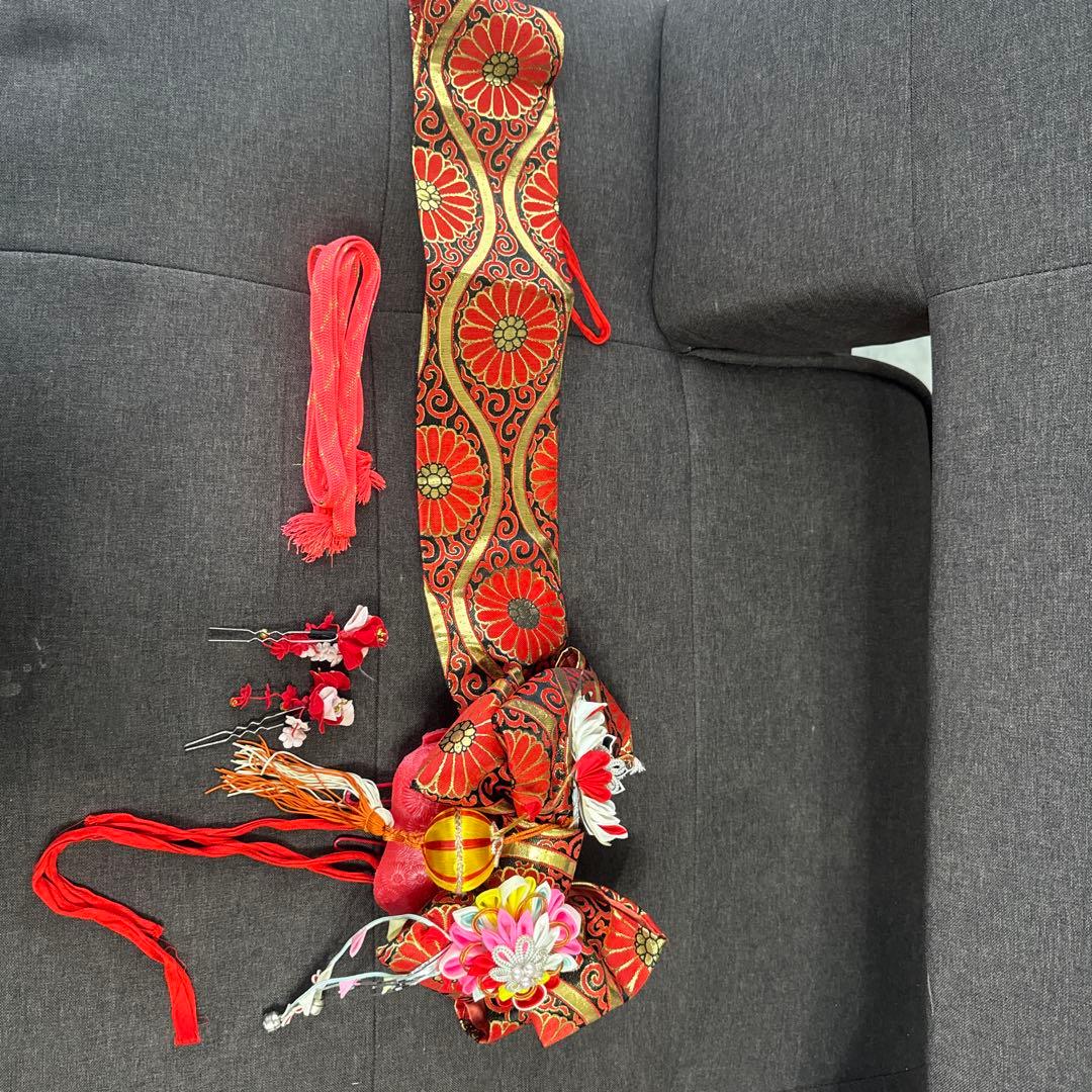 美品七五三着物、作り帯、草履、３歳用