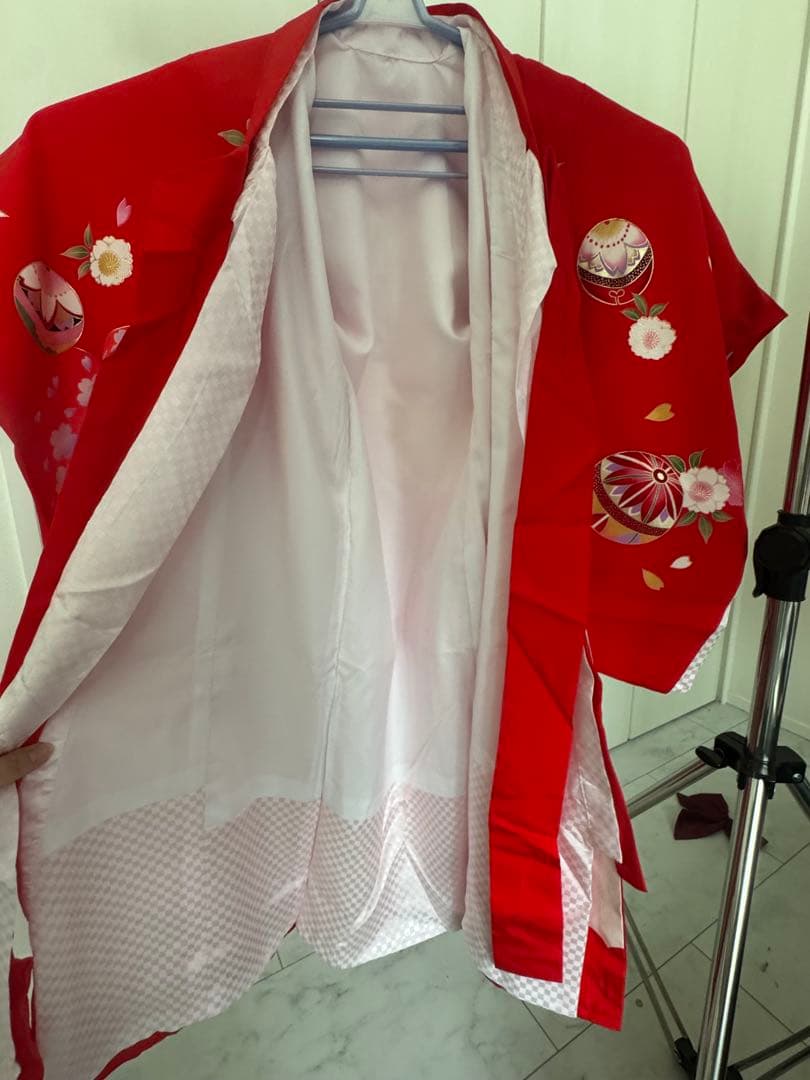 美品七五三着物、作り帯、草履、３歳用