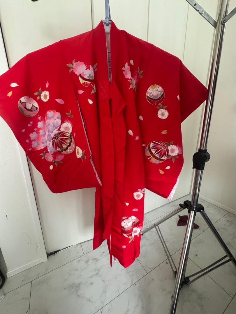 美品七五三着物、作り帯、草履、３歳用