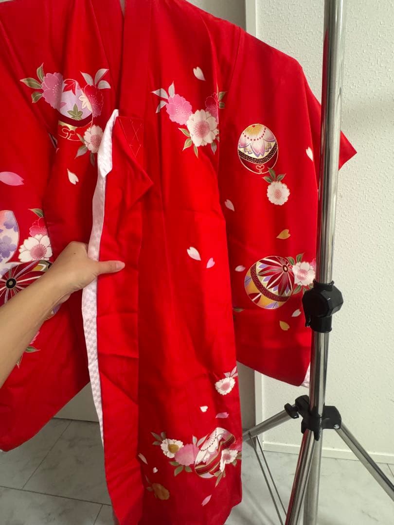 美品七五三着物、作り帯、草履、３歳用