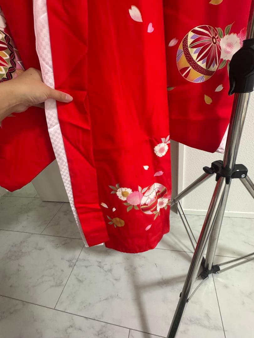 美品七五三着物、作り帯、草履、３歳用