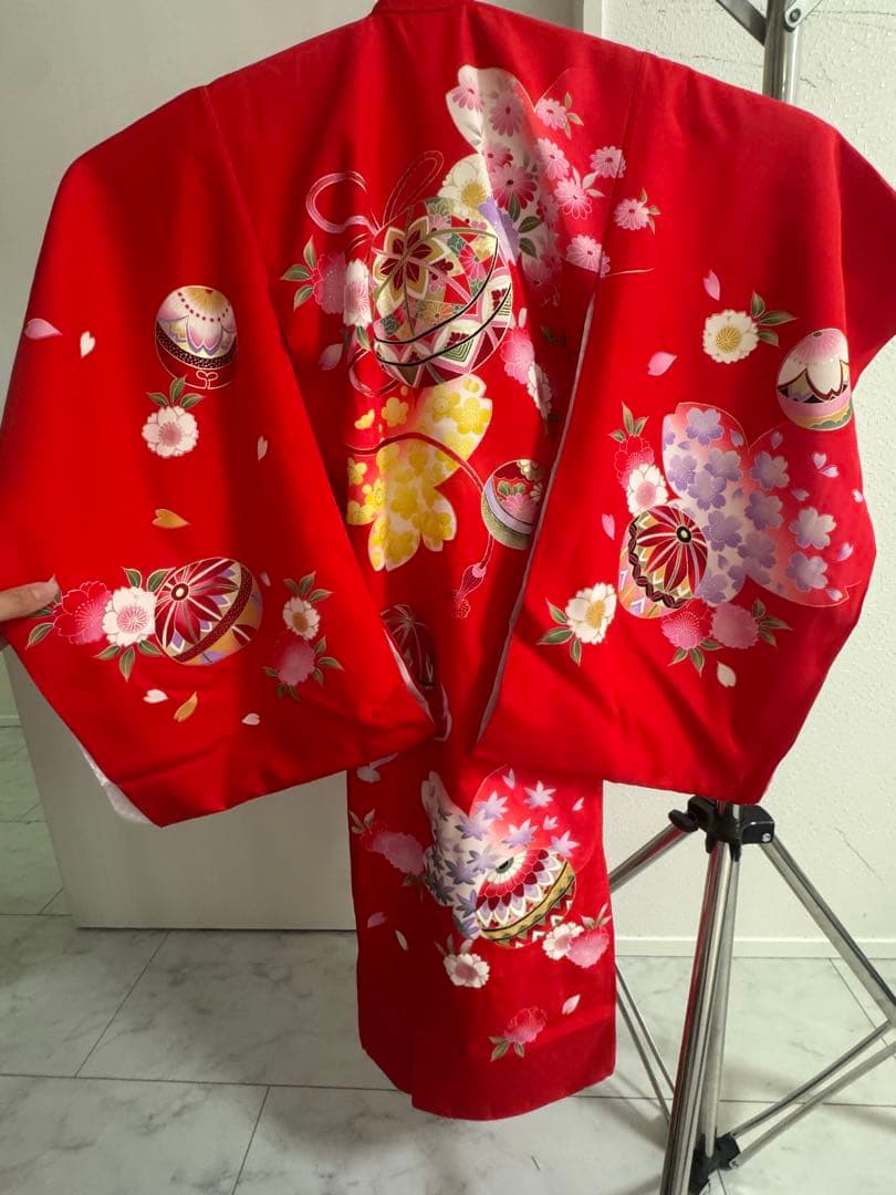 美品七五三着物、作り帯、草履、３歳用