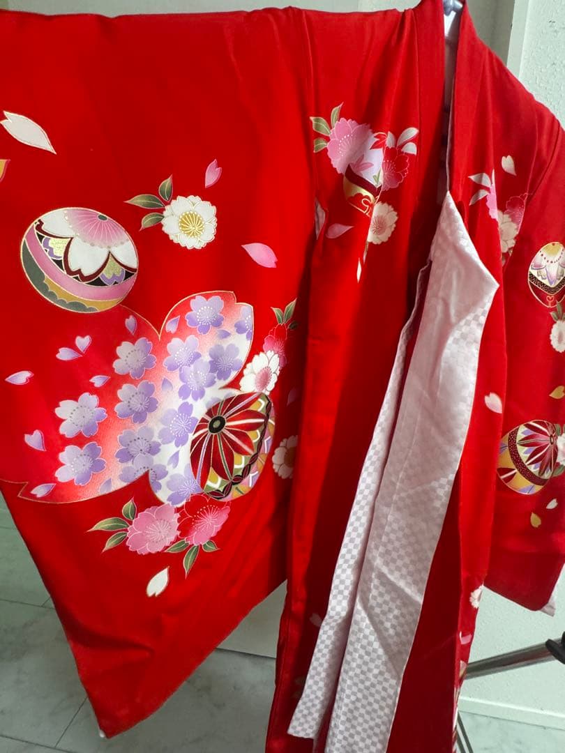 美品七五三着物、作り帯、草履、３歳用