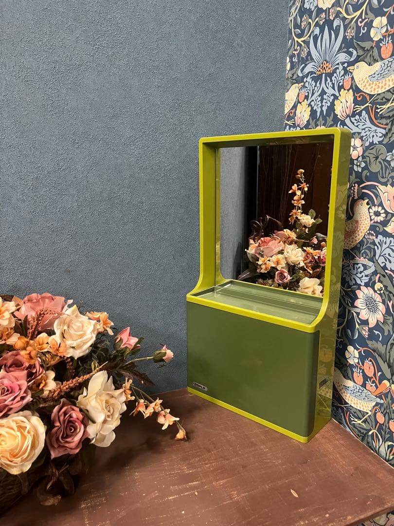 希少 洗面 壁掛けミラー 歯ブラシスタンド 鏡 レトロポップ 昭和レトロ 当時物