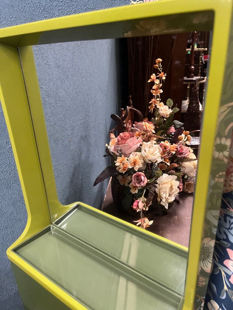 希少 洗面 壁掛けミラー 歯ブラシスタンド 鏡 レトロポップ 昭和レトロ 当時物