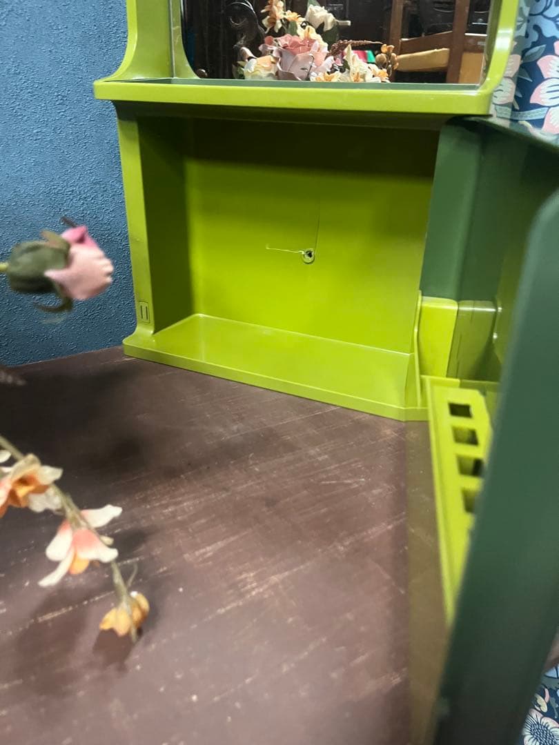 希少 洗面 壁掛けミラー 歯ブラシスタンド 鏡 レトロポップ 昭和レトロ 当時物