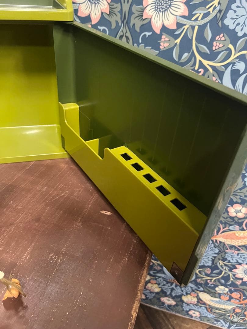 希少 洗面 壁掛けミラー 歯ブラシスタンド 鏡 レトロポップ 昭和レトロ 当時物