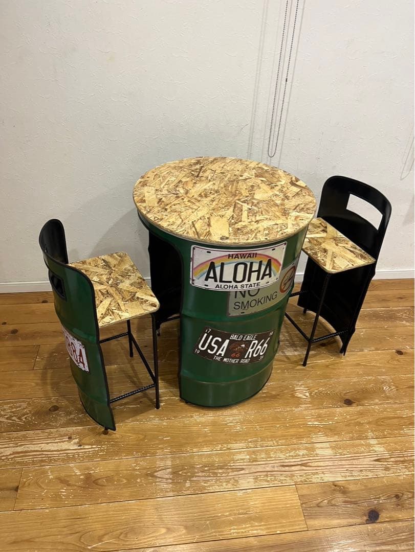 ドラム缶リメイクテーブルセット　☆送料無料☆