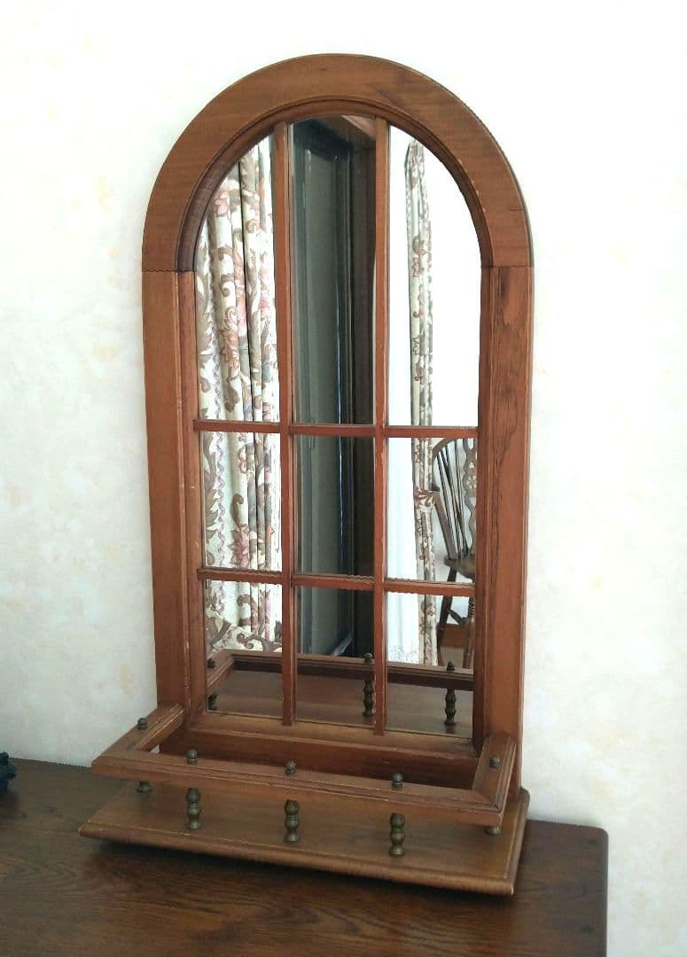 アンティーク　出窓風ミラー